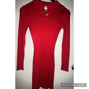 Say What? Red Ribbed Knit Dress